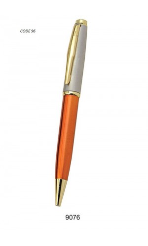 Sp Metal ball pen with colour orange grip silver and golden